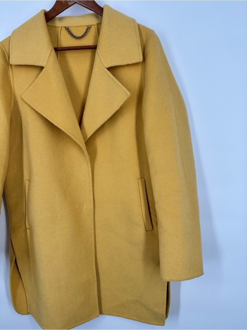 Belle & Bloom Wool Blend Peacock Oversized Mustard Yellow Coat Jacket - Picture 4 of 16